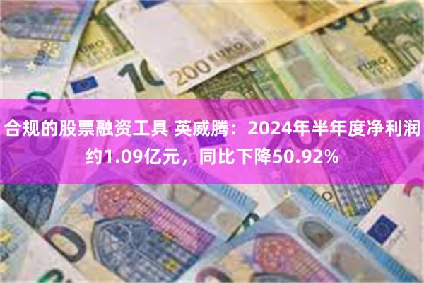 合规的股票融资工具 英威腾：2024年半年度净利润约1.09亿元，同比下降50.92%