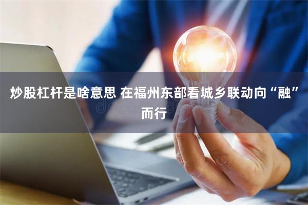 炒股杠杆是啥意思 在福州东部看城乡联动向“融”而行